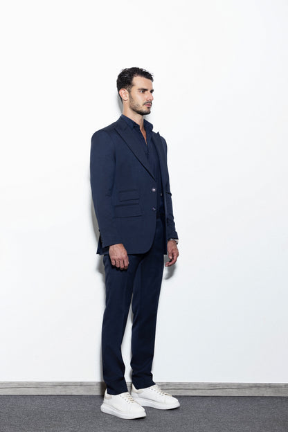 Deep sea blue pinstripe suit