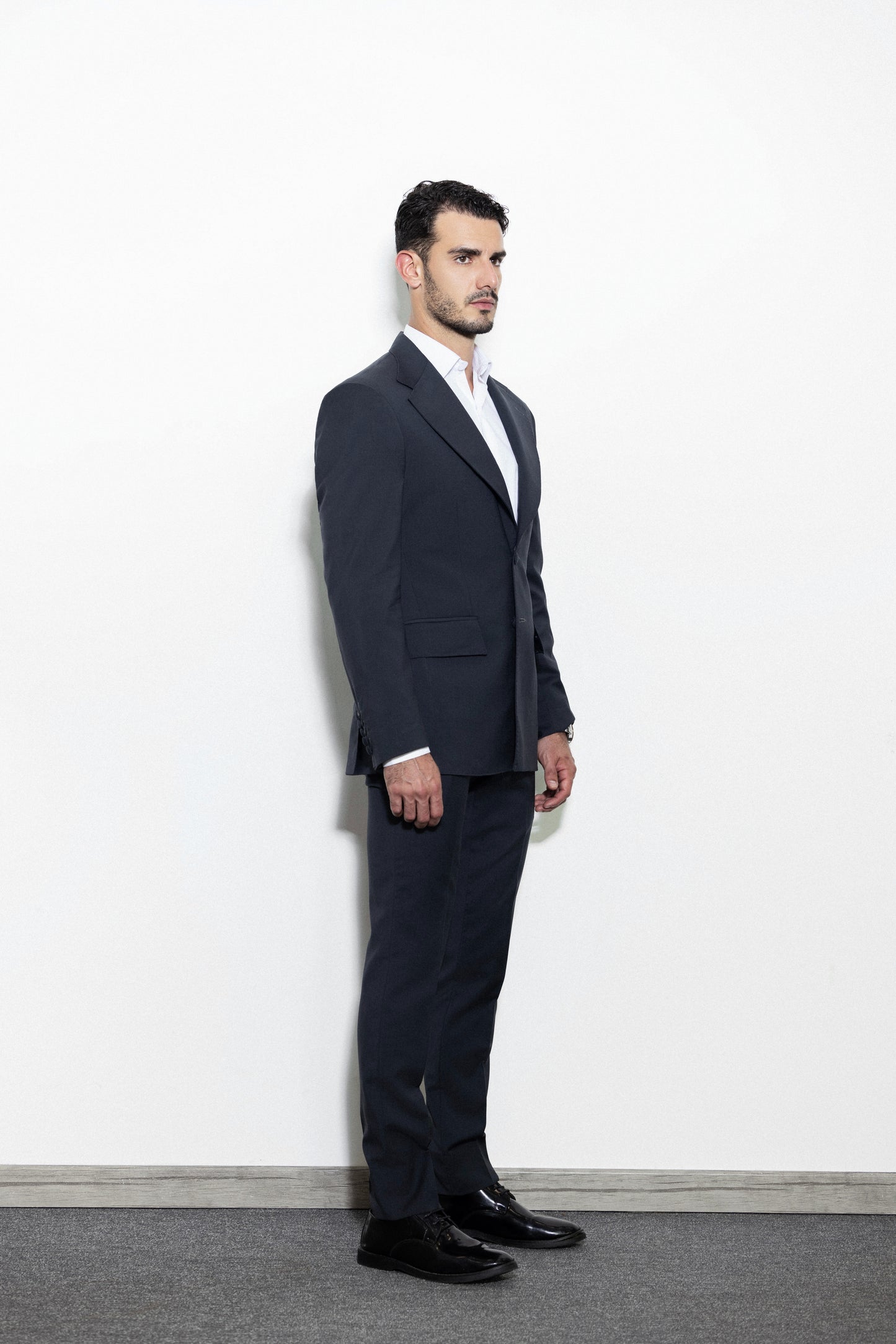 Slim-fit Grey notched lapel suit