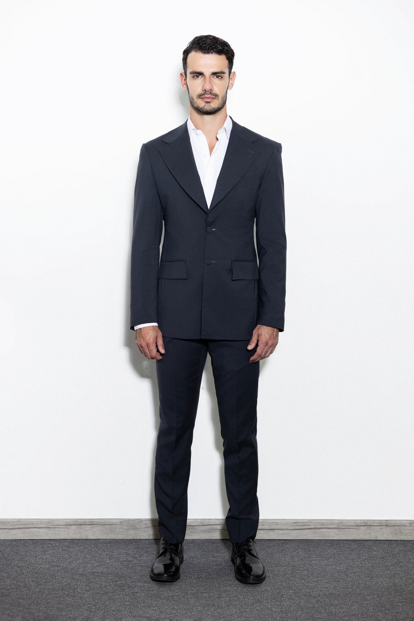 Slim-fit Grey notched lapel suit