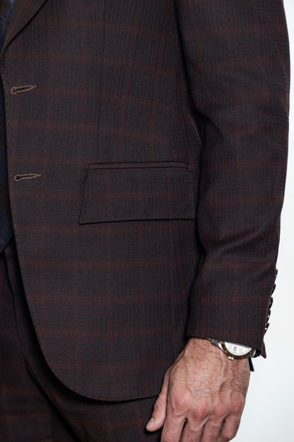 Single breasted Brown Hidden checked suit