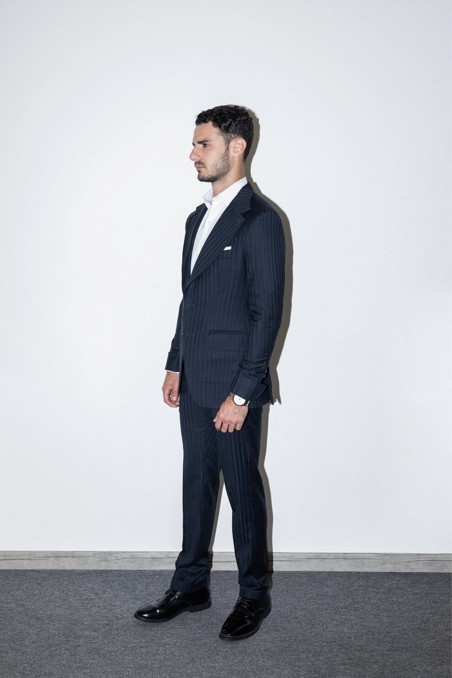 Slim-fit Navy pinstriped suit