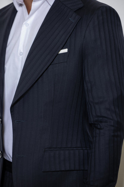 Slim-fit Navy pinstriped suit